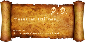 Preiszler Dénes névjegykártya